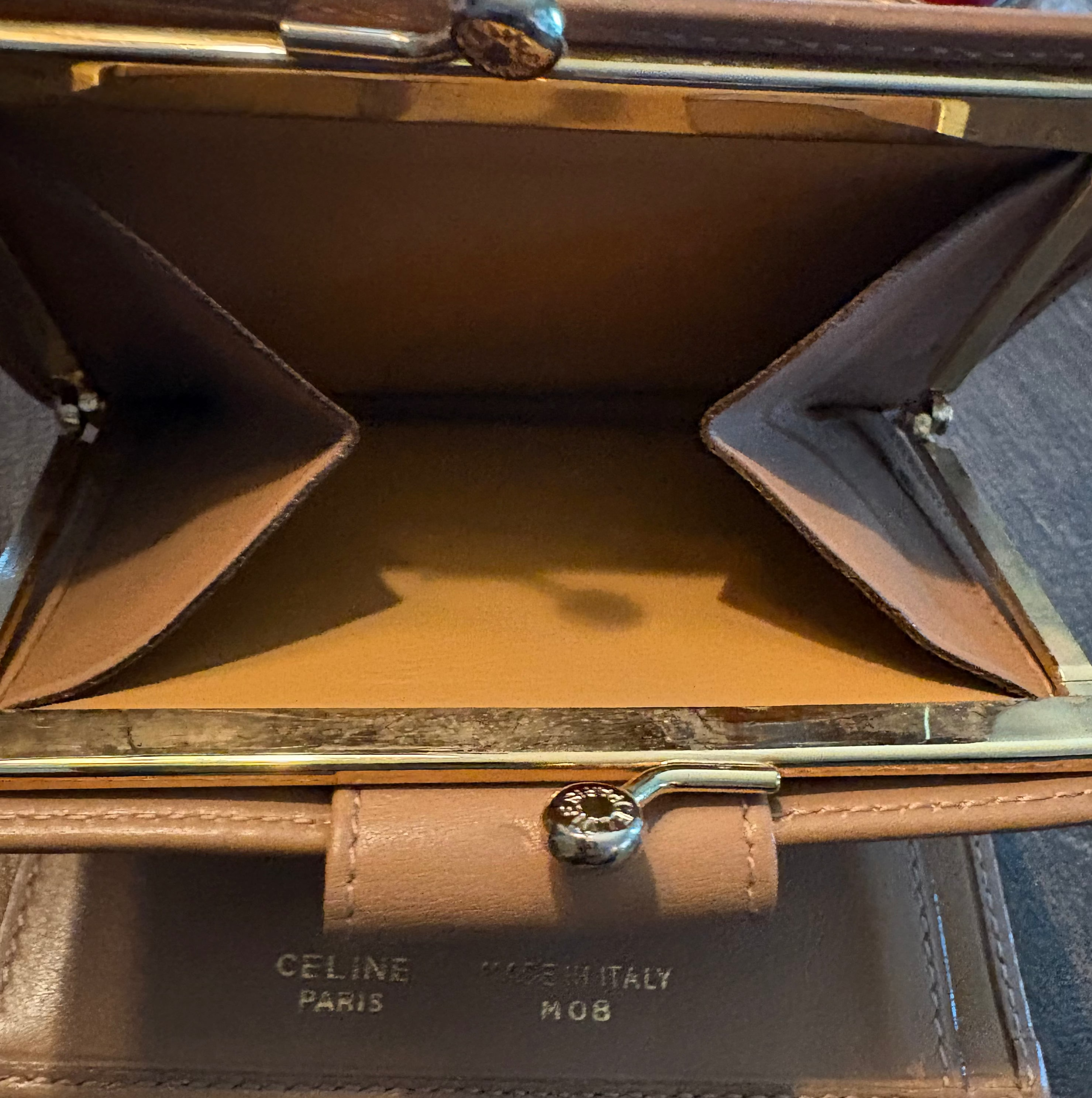 Celine Triomphe Leather Wallet – Tan