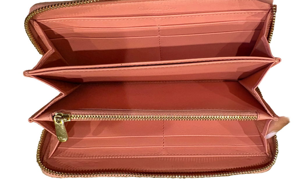 Christian Dior Lady Dior Zip-Around Wallet – Pink Cannage