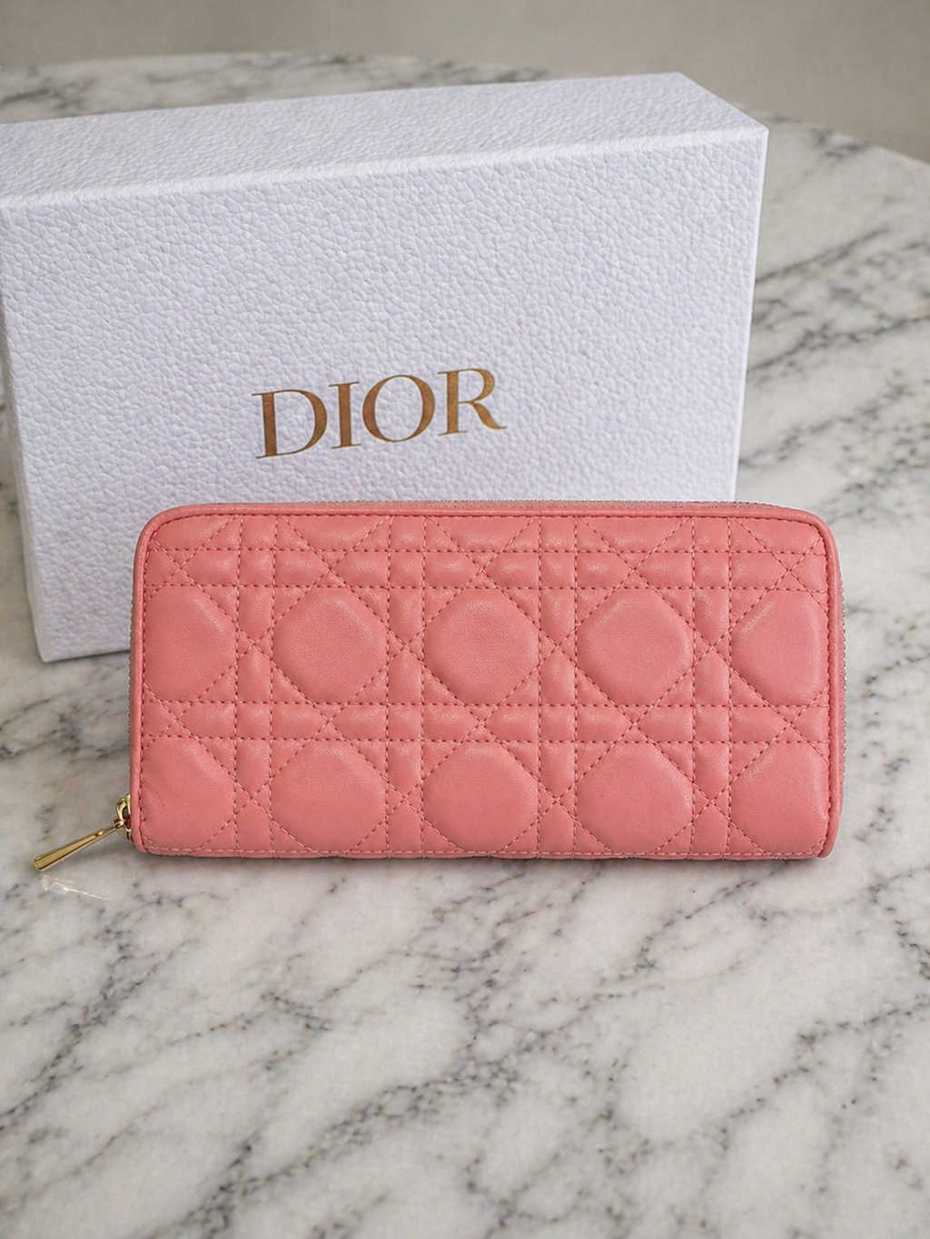 Christian Dior Lady Dior Zip-Around Wallet – Pink Cannage