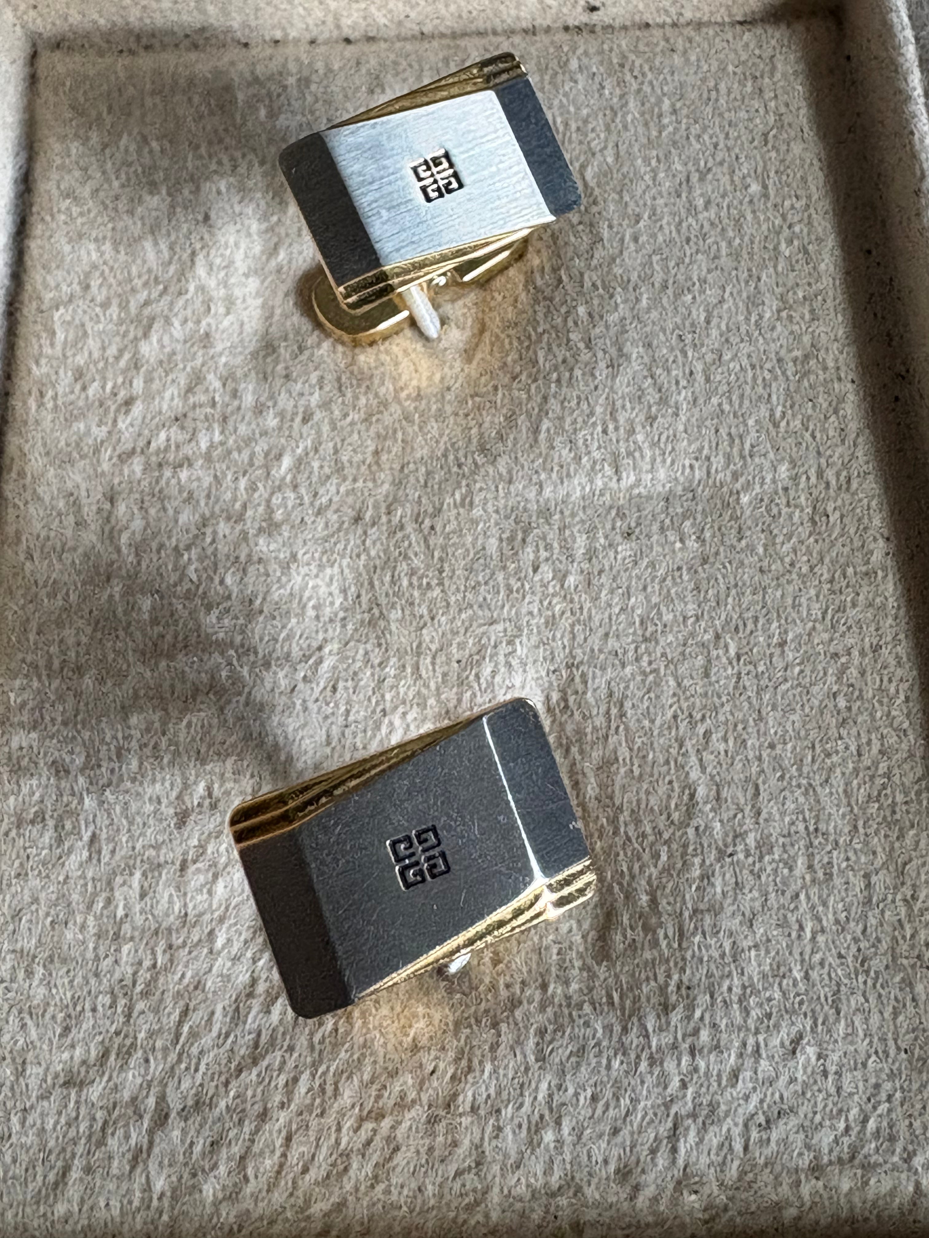Givenchy Paris Two-Tone Logo Cufflinks with Original Box