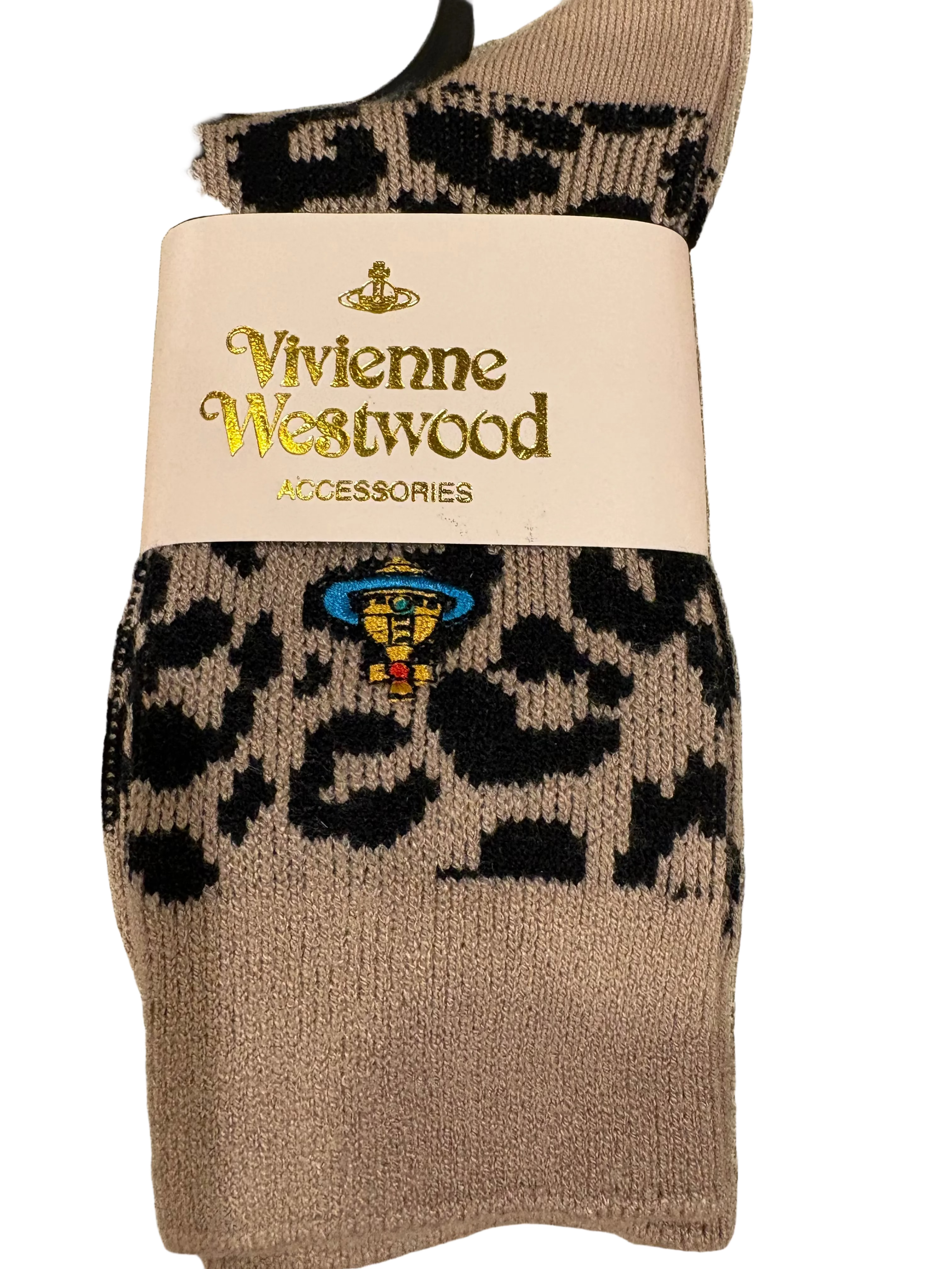 Vivienne Westwood Socks Orb Logo Leopard Print NWT Japan