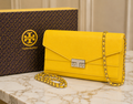 Tory Burch Yellow Saffiano Leather T-Lock Clutch/Crossbody