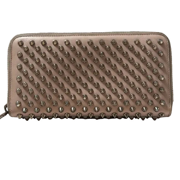 Christian Louboutin Panettone Spiked Zippy Wallet – Blush / Beige Leather