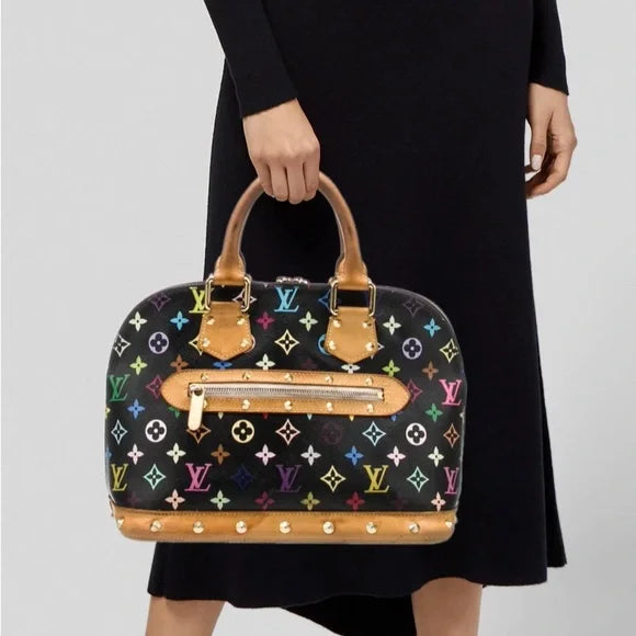 Takashi Murakami X Louis Vuitton Black Monogram Multicolor Alma PM