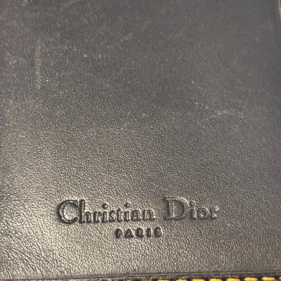 CHRISTIAN DIOR Vintage Trotter Monogram Saddle Wallet Navy
