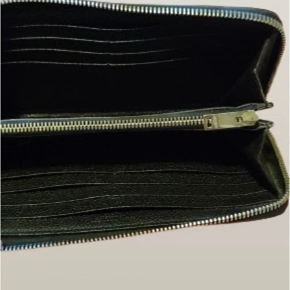 Saint Laurent (YSL) Zip-Around Wallet – Black Leather | Silver Hardware