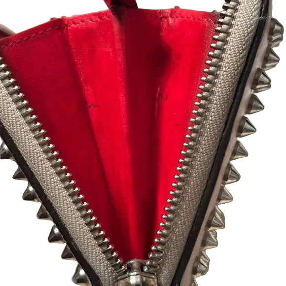 Christian Louboutin Panettone Spiked Zippy Wallet – Blush / Beige Leather