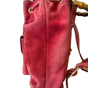 Gucci Red Suede Bamboo Mini Backpack