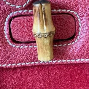 Gucci Red Suede Bamboo Mini Backpack
