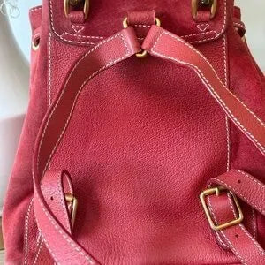 Gucci Red Suede Bamboo Mini Backpack