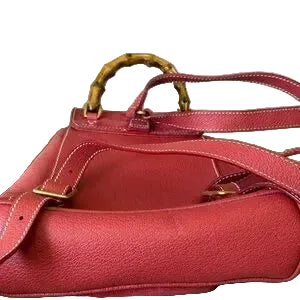 Gucci Red Suede Bamboo Mini Backpack