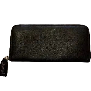 Saint Laurent (YSL) Zip-Around Wallet – Black Leather | Silver Hardware